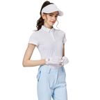 Baju lengan pendek kolar jacquard bercorak berlian