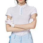 Baju lengan pendek kolar jacquard bercorak berlian