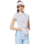 Baju lengan pendek kolar jacquard bercorak berlian