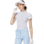 Baju lengan pendek kolar jacquard bercorak berlian