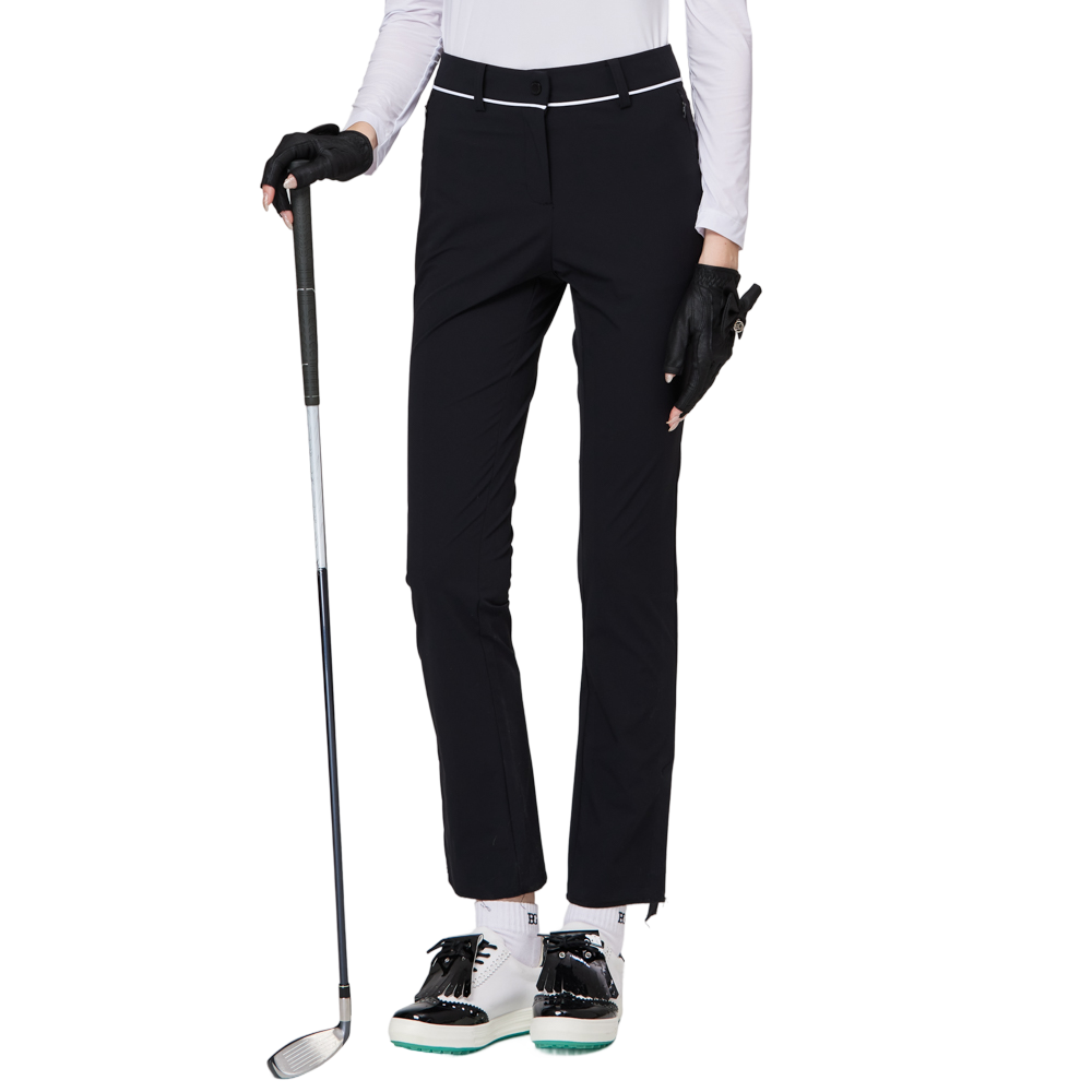 薄款彈性腰開叉女士長褲