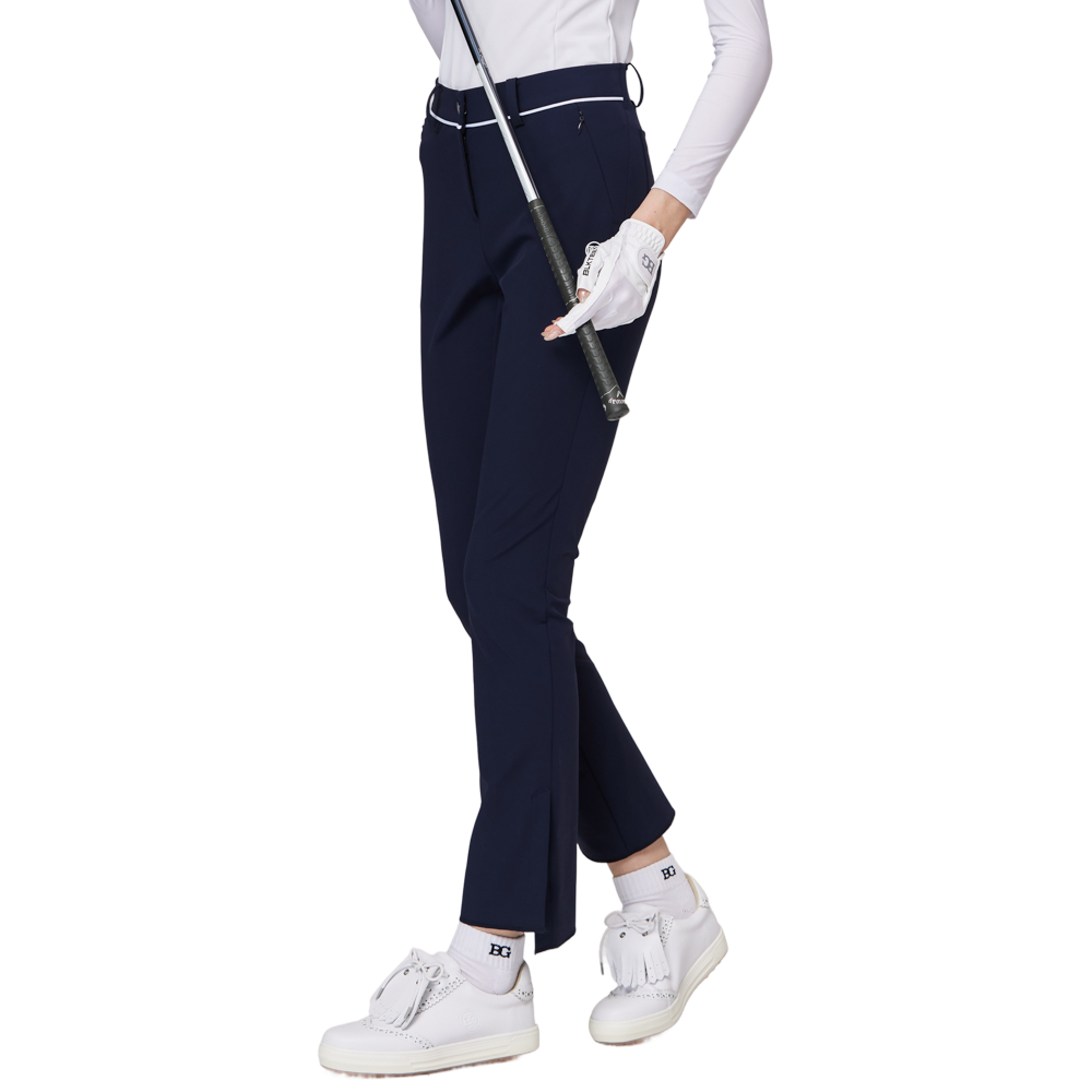 Thin elastic waist split women's trousers