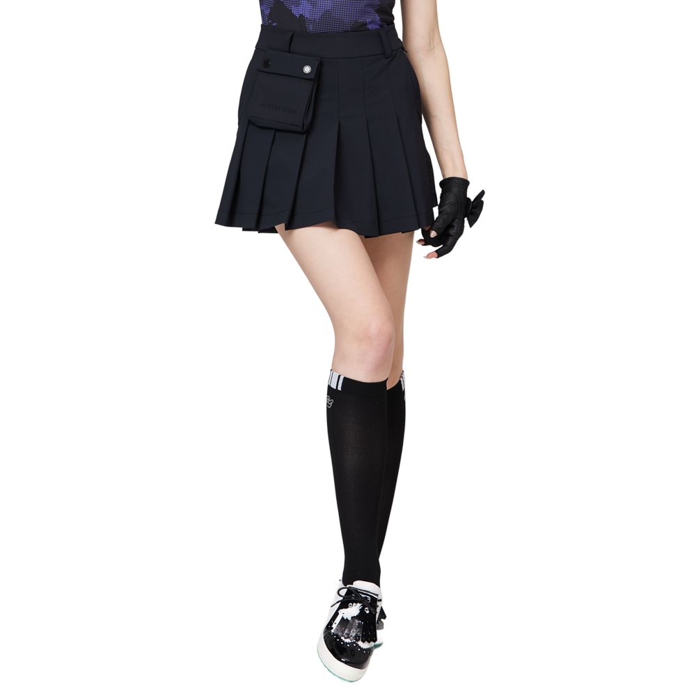 高腰寬折女短裙