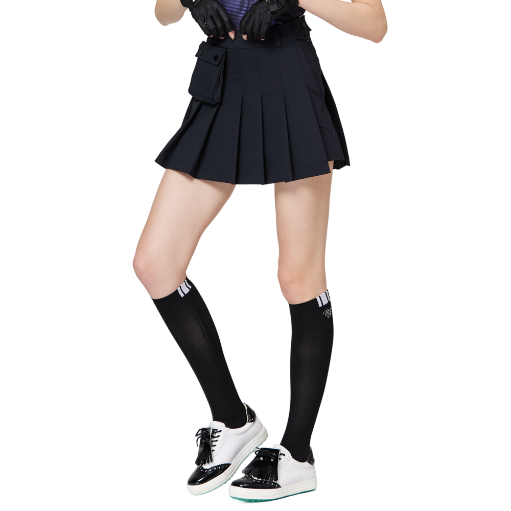 Skirt pendek wanita berlipat lebar berpinggang tinggi