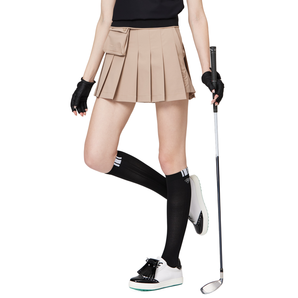 Skirt pendek wanita berlipat lebar berpinggang tinggi