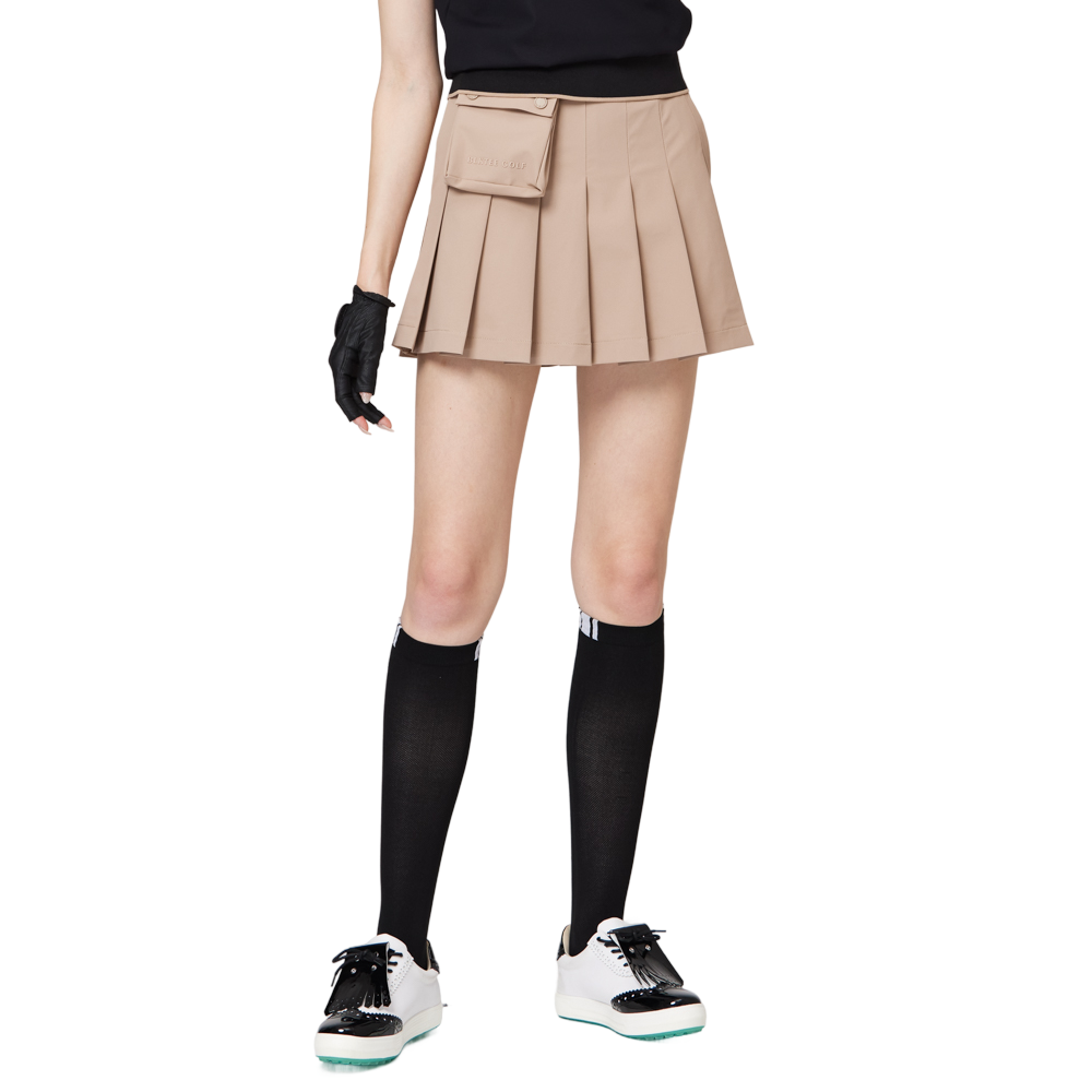 Skirt pendek wanita berlipat lebar berpinggang tinggi