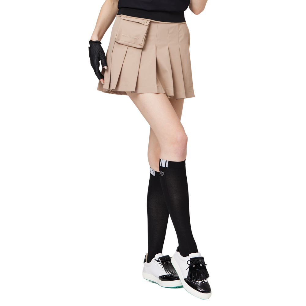 Skirt pendek wanita berlipat lebar berpinggang tinggi