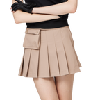 Skirt pendek wanita berlipat lebar berpinggang tinggi