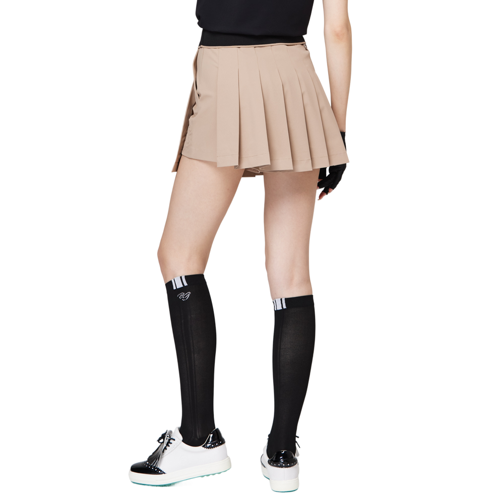 Skirt pendek wanita berlipat lebar berpinggang tinggi