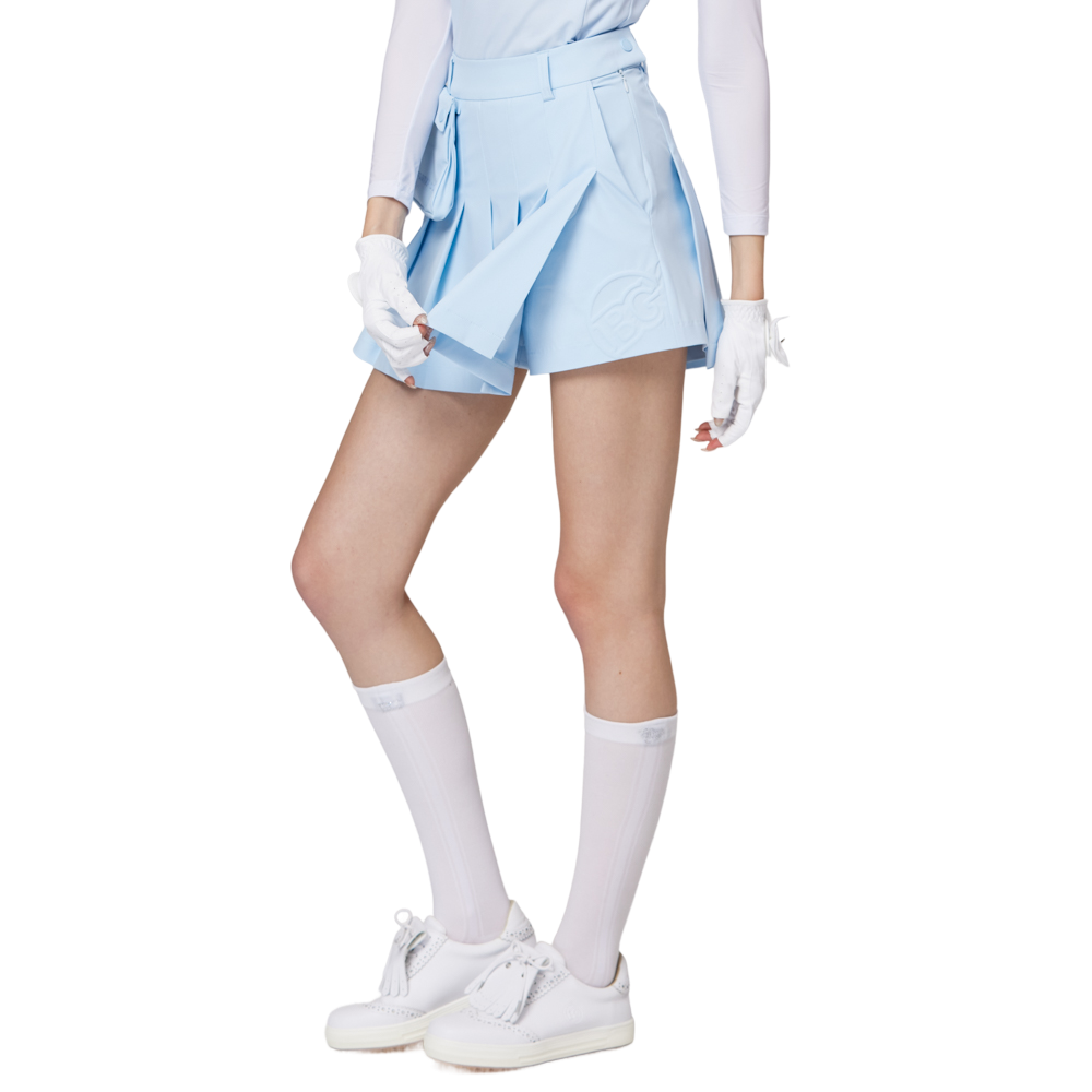 Skirt pendek wanita berlipat lebar berpinggang tinggi