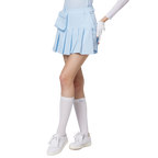 Skirt pendek wanita berlipat lebar berpinggang tinggi