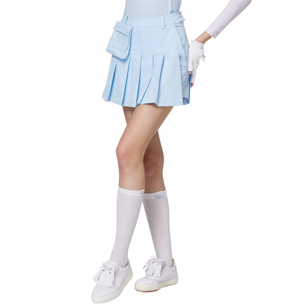 Skirt pendek wanita berlipat lebar berpinggang tinggi