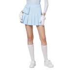 Skirt pendek wanita berlipat lebar berpinggang tinggi