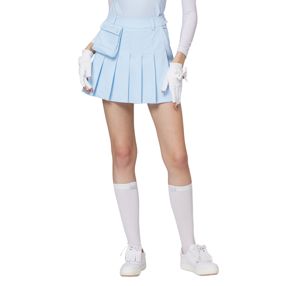 Skirt pendek wanita berlipat lebar berpinggang tinggi