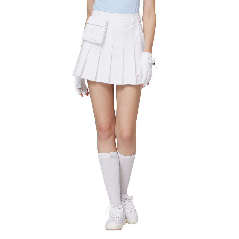 Skirt pendek wanita berlipat lebar berpinggang tinggi