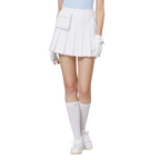 Skirt pendek wanita berlipat lebar berpinggang tinggi