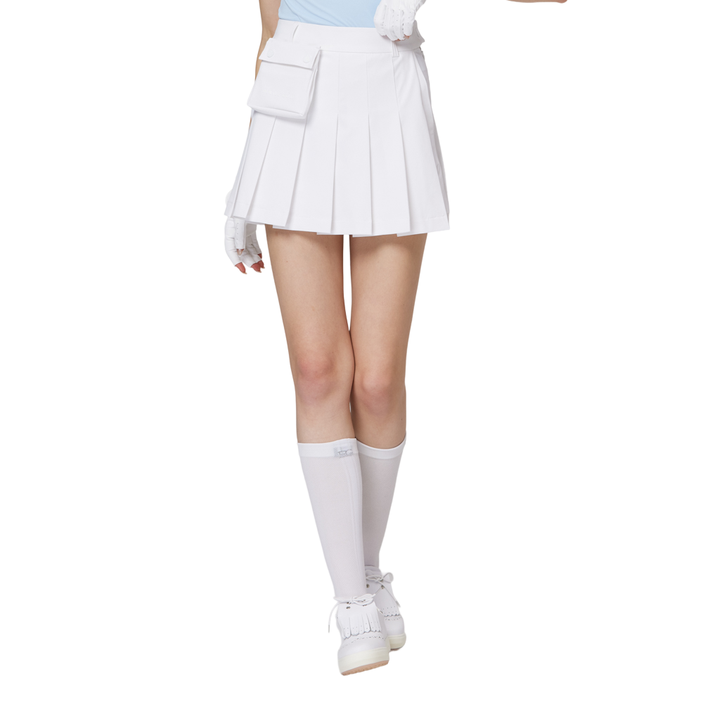 Skirt pendek wanita berlipat lebar berpinggang tinggi