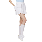 Skirt pendek wanita berlipat lebar berpinggang tinggi