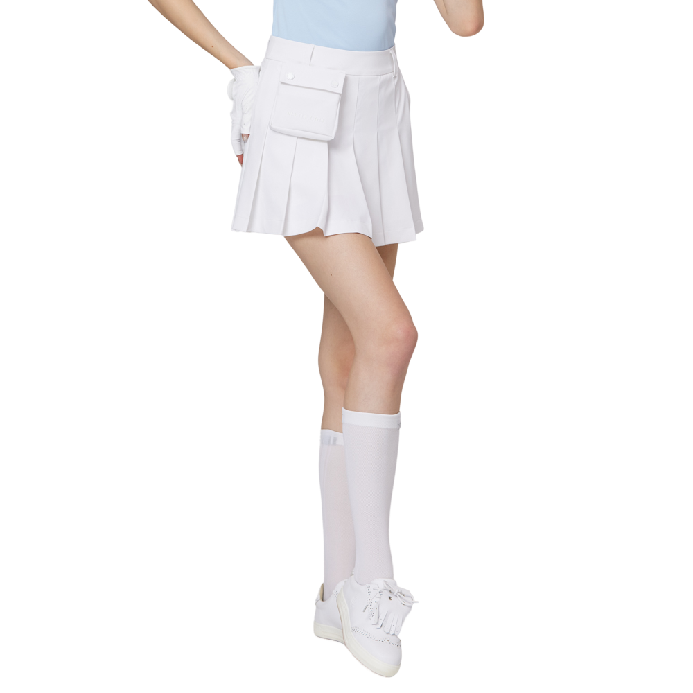 Skirt pendek wanita berlipat lebar berpinggang tinggi