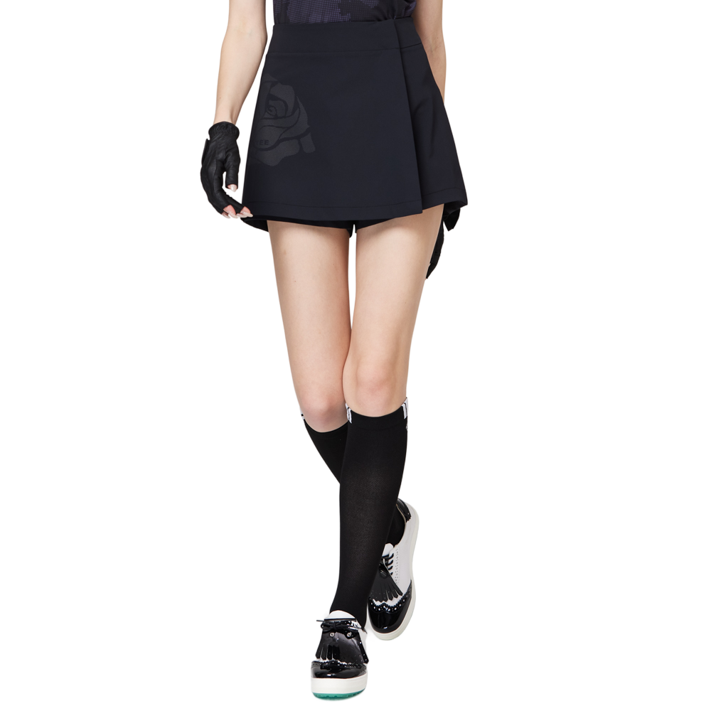 印花高腰A字女短褲裙