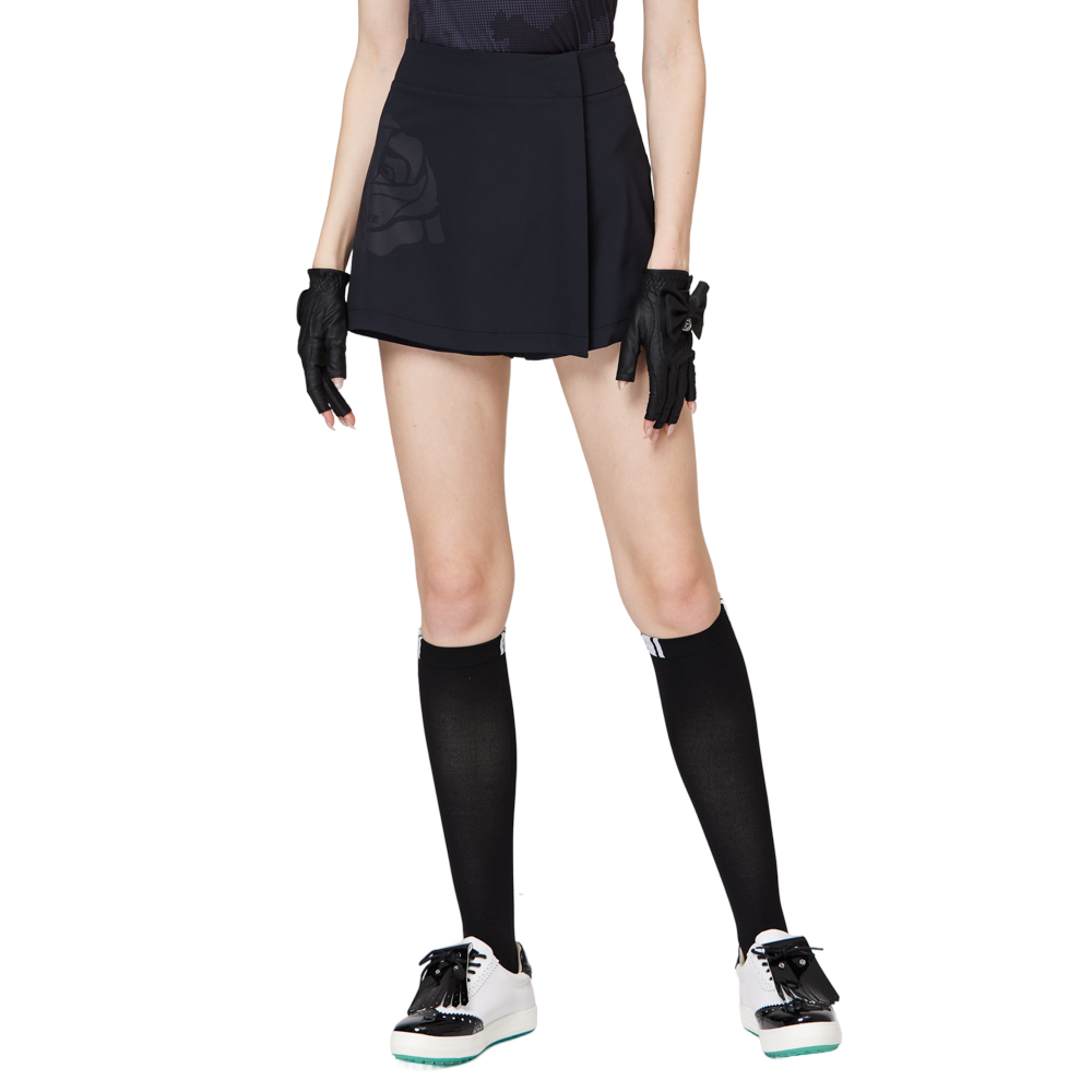 印花高腰A字女短褲裙