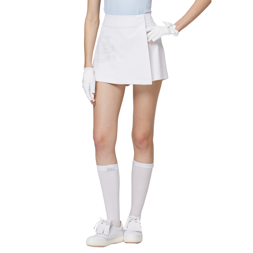 Printed high-waisted A-line women's shorts skirt