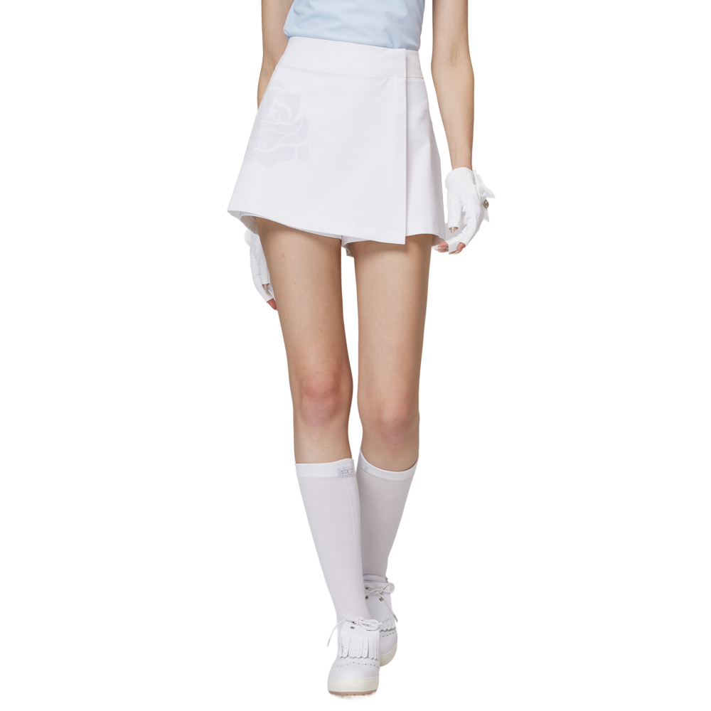 Printed high-waisted A-line women's shorts skirt