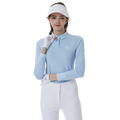 女士奶油修身高爾夫長袖衣