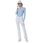 女士奶油修身高爾夫長袖衣