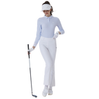 女士奶油修身高爾夫長袖衣
