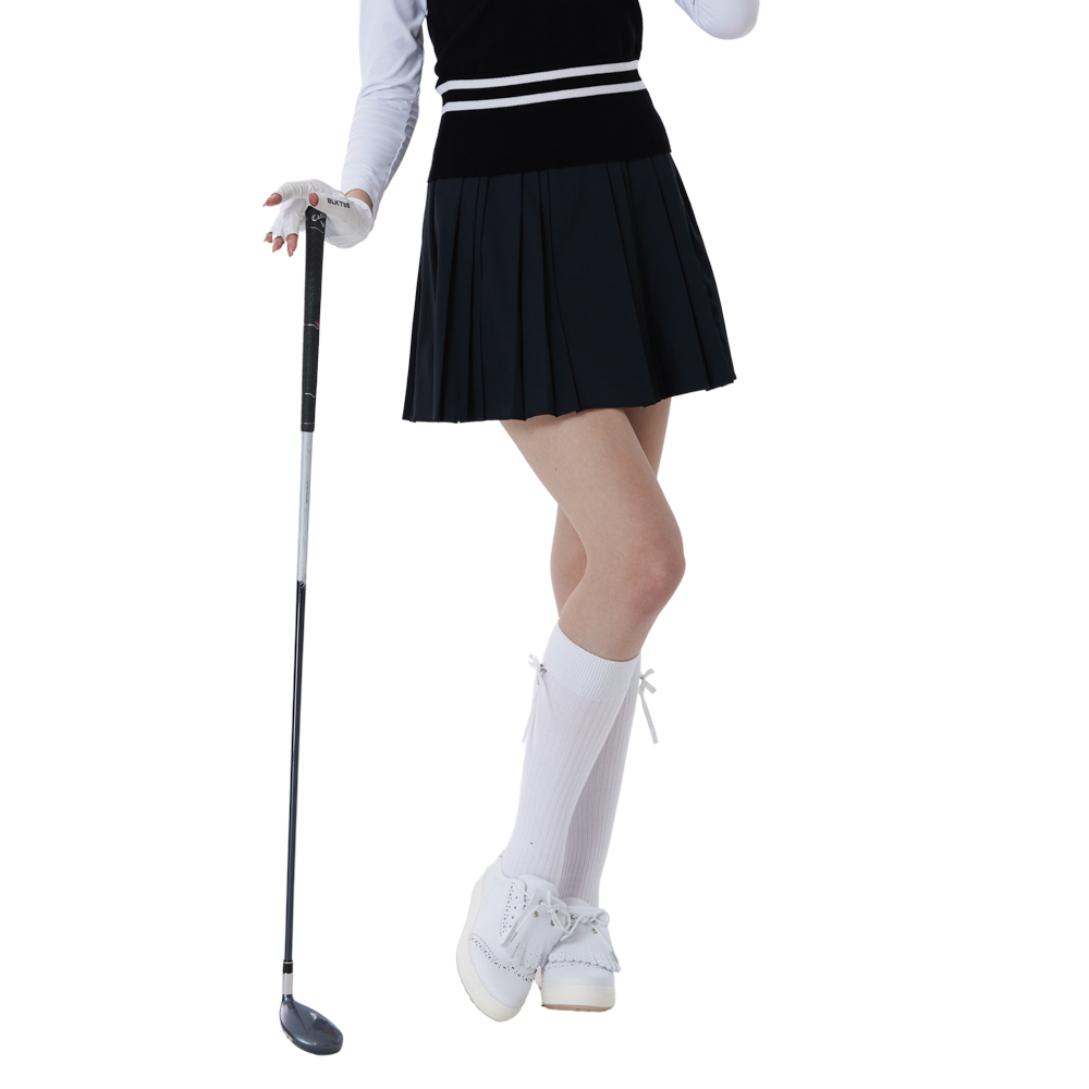 韓系學院風高腰百褶裙