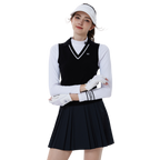 女高爾夫毛織V領背心