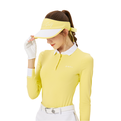 BLKTEE threaded white collar women's long sleeves (light yellow)