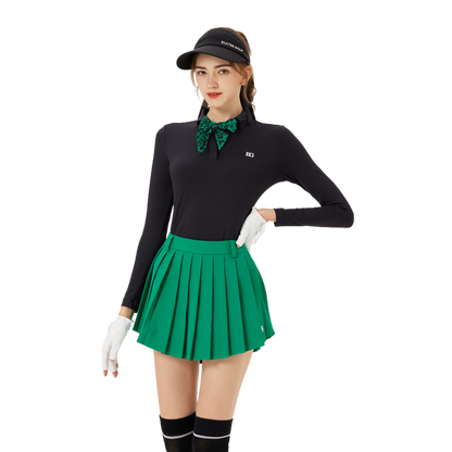 BLKTEE side-curved pleated skirt (grass green)