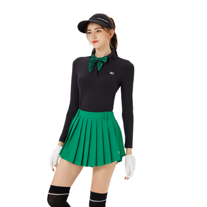 BLKTEE side-curved pleated skirt (grass green)