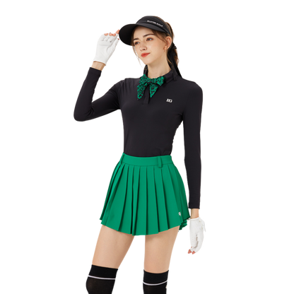 BLKTEE side-curved pleated skirt (grass green)