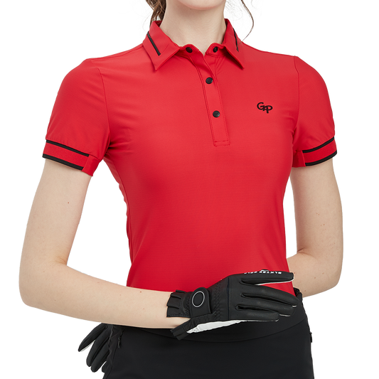 GoPlayer Women's Golf Ultra-Stretch Short-Sleeve Top (Red)