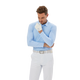 TEETIMES high elastic brushed strips men's long sleeves (light blue)