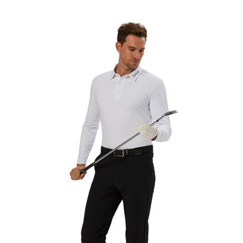 TEETIMES high elastic brushed strips men's long sleeves (white)