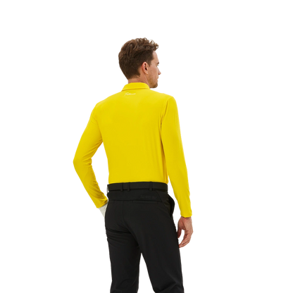 TEETIMES high elastic brushed vertical strip quick-drying men's long sleeves (yellow)